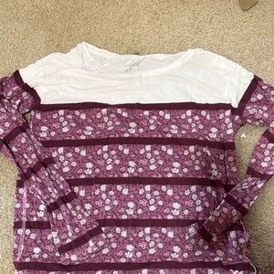 American Eagle Outfitters Floral Long Sleeve Top - White and Purple